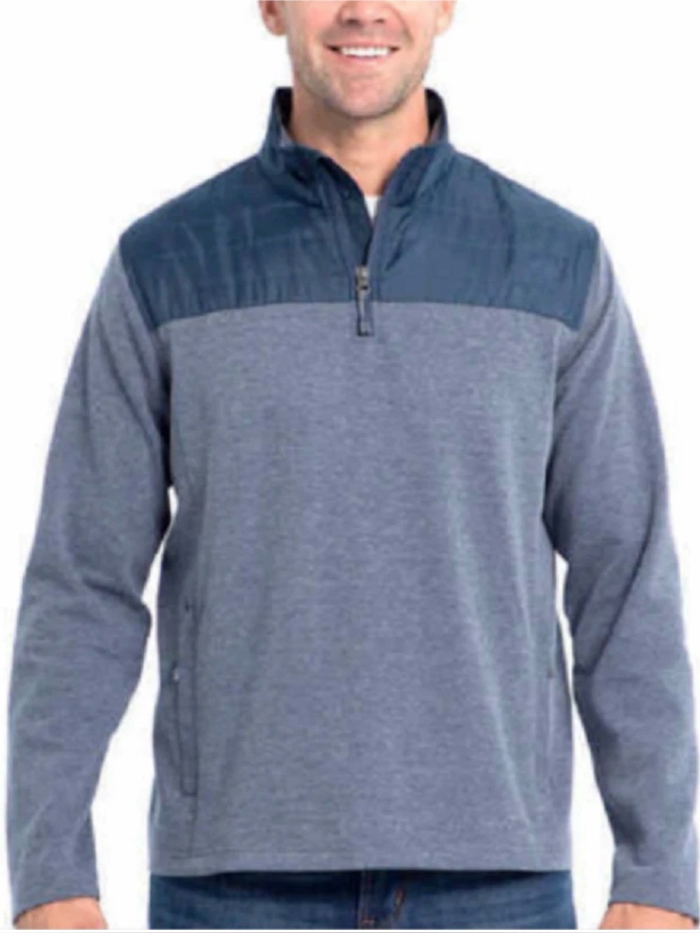 Eddie Bauer Men’s Quilted Mixed Media Quarter Zip Pullover Sweatshirt Men’s XL